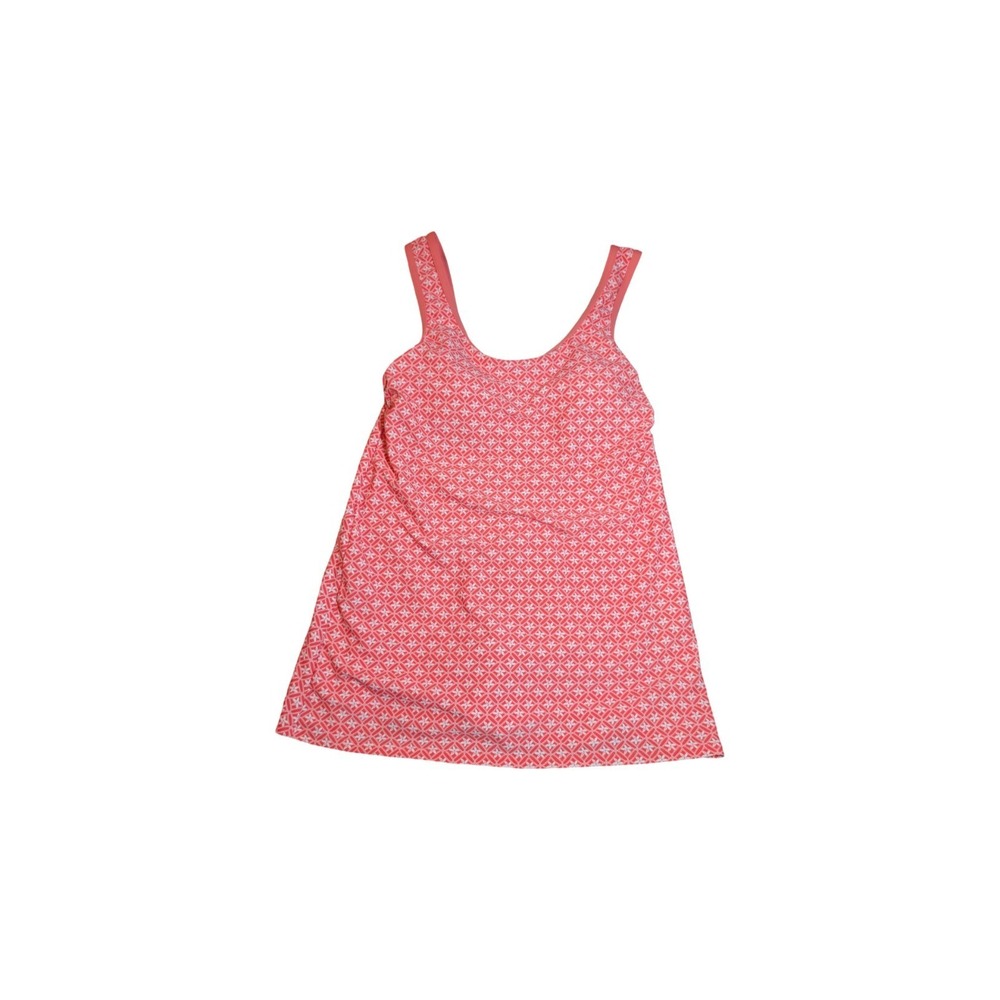 ⭐D4 Lands' End Coral Geometric Floral Print Swim Dress w/ Attached Shorts - XS